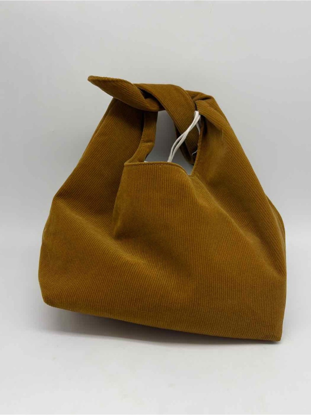 Corduroy Knot Handle Tote Bag - Brown